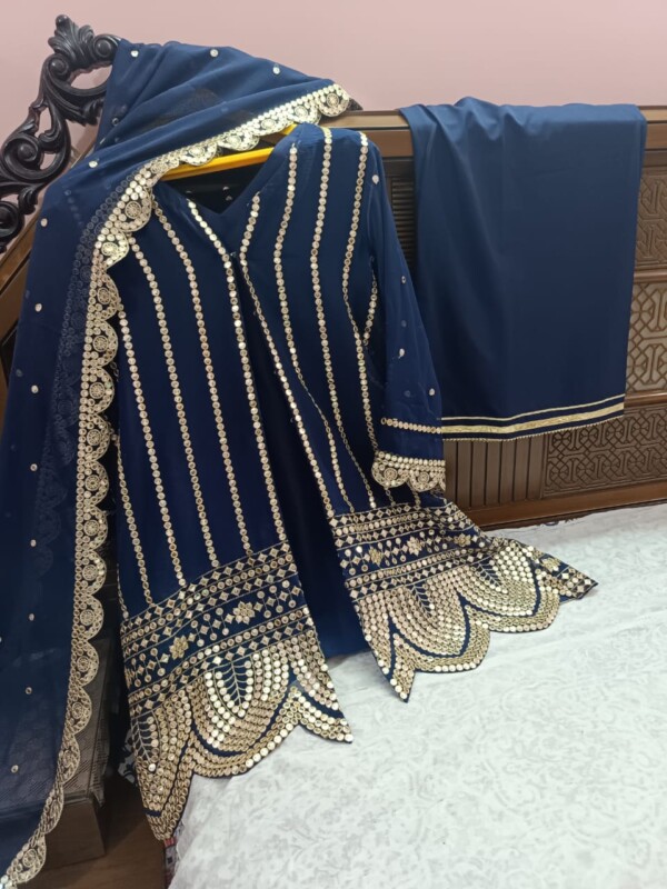 fancy chiffon ready to wear 3 pcs dress