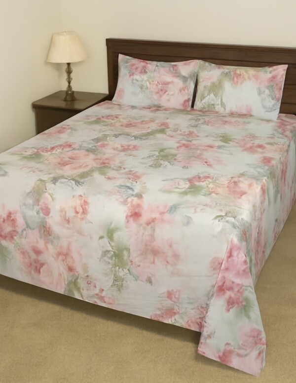 HIthread Bedsheet with Two Pillow Covers