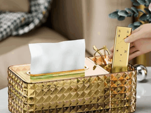 Rexez Luxury Tissue Box Holder | Diamond Napkin Container Case - zaynab mart
