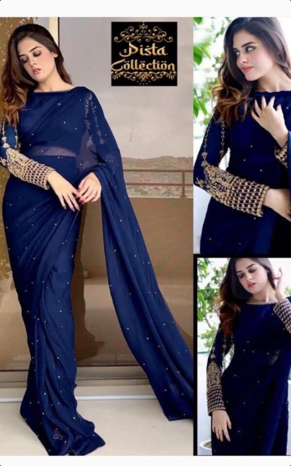 Chiffon  Stitch saree