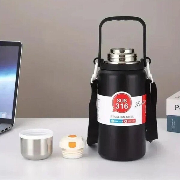 Trendy stainless steel Sports Vacuum Bottle approx 1200ml capacity - Image 2