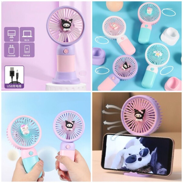 Mini Handy Table Fan with Mobile Holder (Mix/Random Color/Design