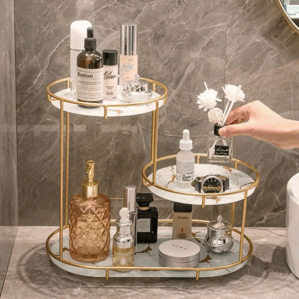 Golden Iron Cosmetic Storage Organizer - zaynab mart