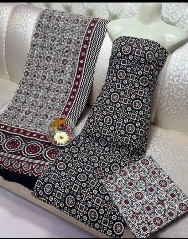 Black Ajrak 3pc - Image 3