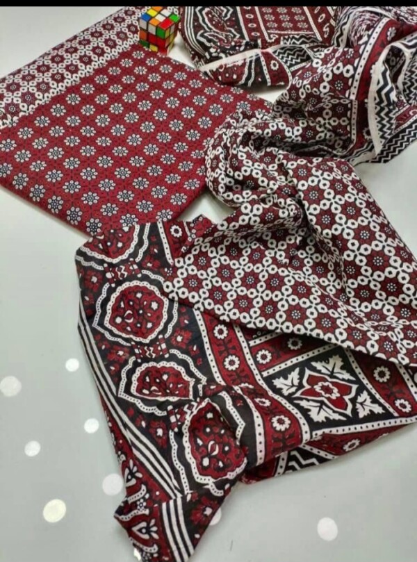 Hand Made Beautiful Ajrak Cotton jall Suits - Image 3