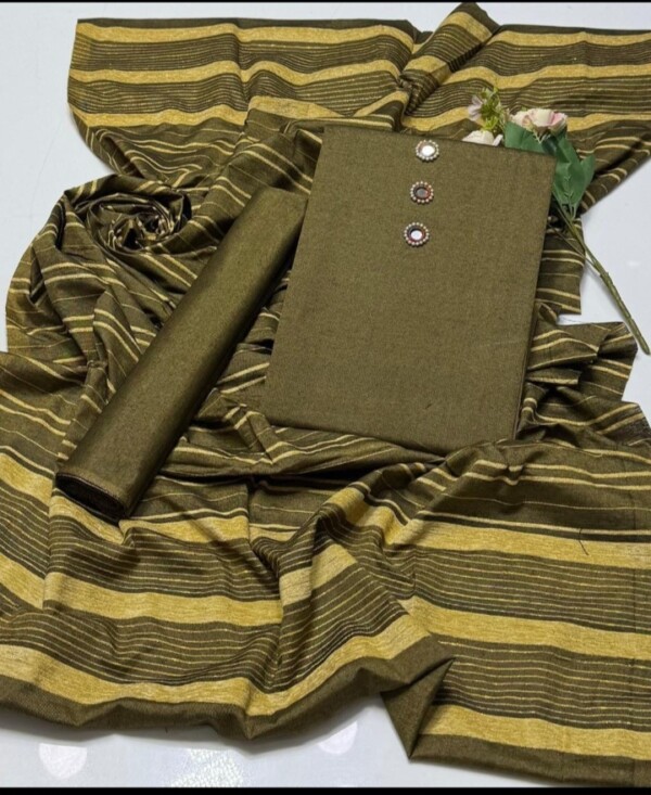 New High Premium Quality Winter Multani Khaddi Susi Arrival 2K25 With best Rate Dupatta With Velvet Strips*  *💃🏼Hit Multani Khaddi Susi Winter Article 2K25*  *🔥🥳New Khaddi Susi Multani High Premium Quality  plain Shirt 2K25*  *💃🏻New Multani Khaddi Susi original With Velvet Strips Heavy Amazing Dupatta*  *❤️Plain Khaddi susi High Premium Quality Trouser*  *🔥Free Fancy Metal Heavy Mirror Neckline*  *We provide best Rates With        Best Quality* Khaddi Susi - Image 4