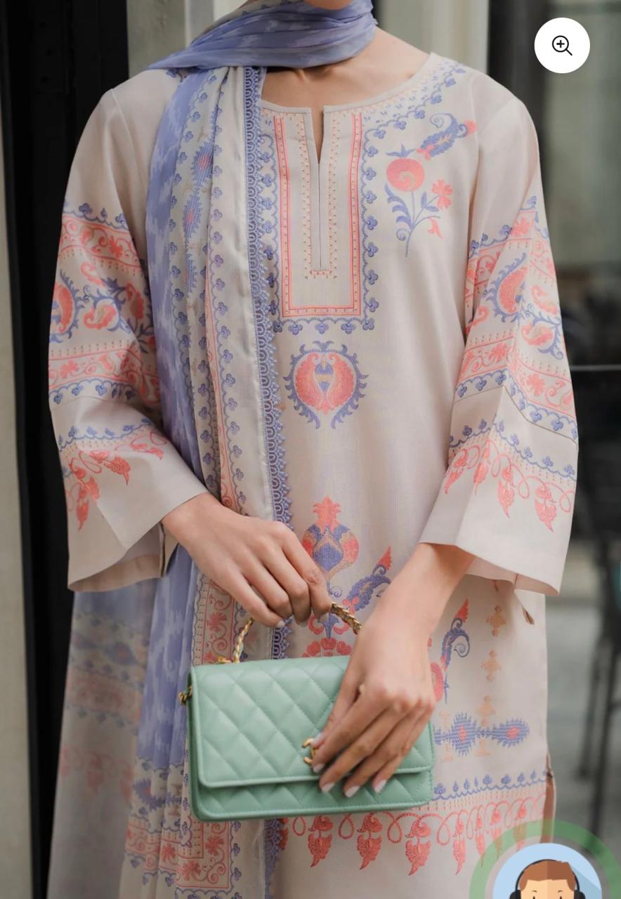 Beige & Coral Suit Detail