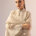 Cream Floral Organza Wrap gallery image thumbnail #1