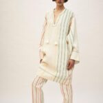 Multi-Stripe Ivory Kaftan Set gallery image thumbnail #1