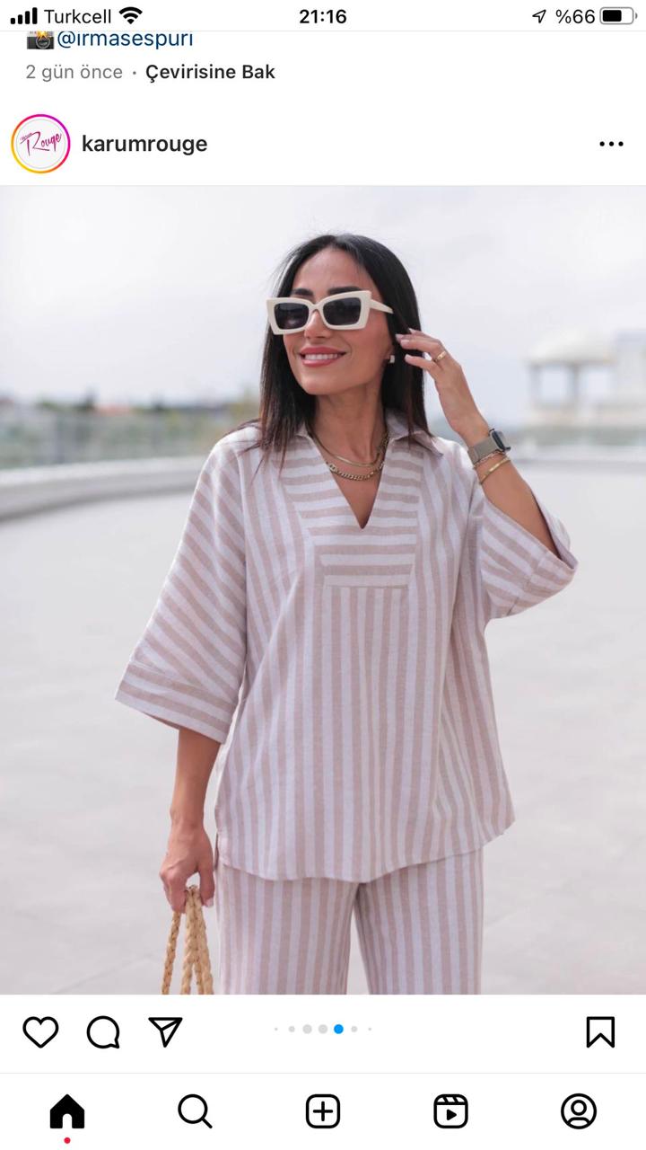 Neutral Striped Linen Lounge Set