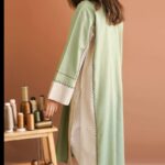 Olive Green Contrast Stitch Kurta Set gallery image thumbnail #1