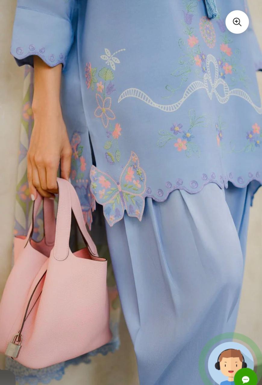 Powder Blue Butterfly Embroidered Set gallery image #1