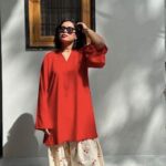 Red Tunic with Cherry Print Pants gallery image thumbnail #1
