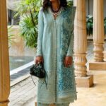 Seafoam Blue Architectural Embroidered Suit gallery image thumbnail #1