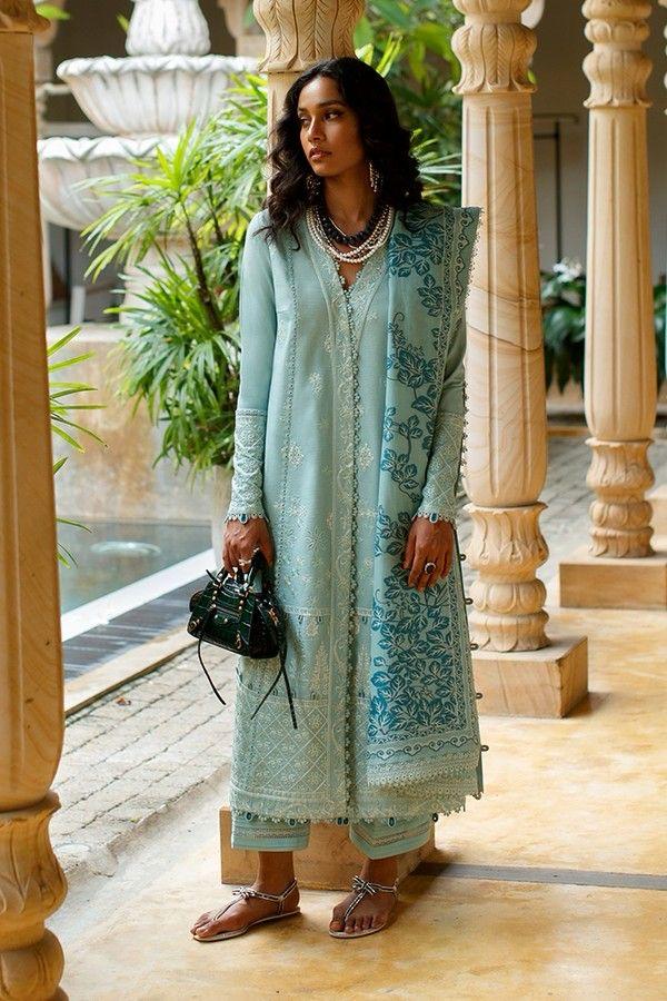 Seafoam Blue Architectural Embroidered Suit