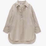 Stone Grey Linen Oversized Shirt gallery image thumbnail #1