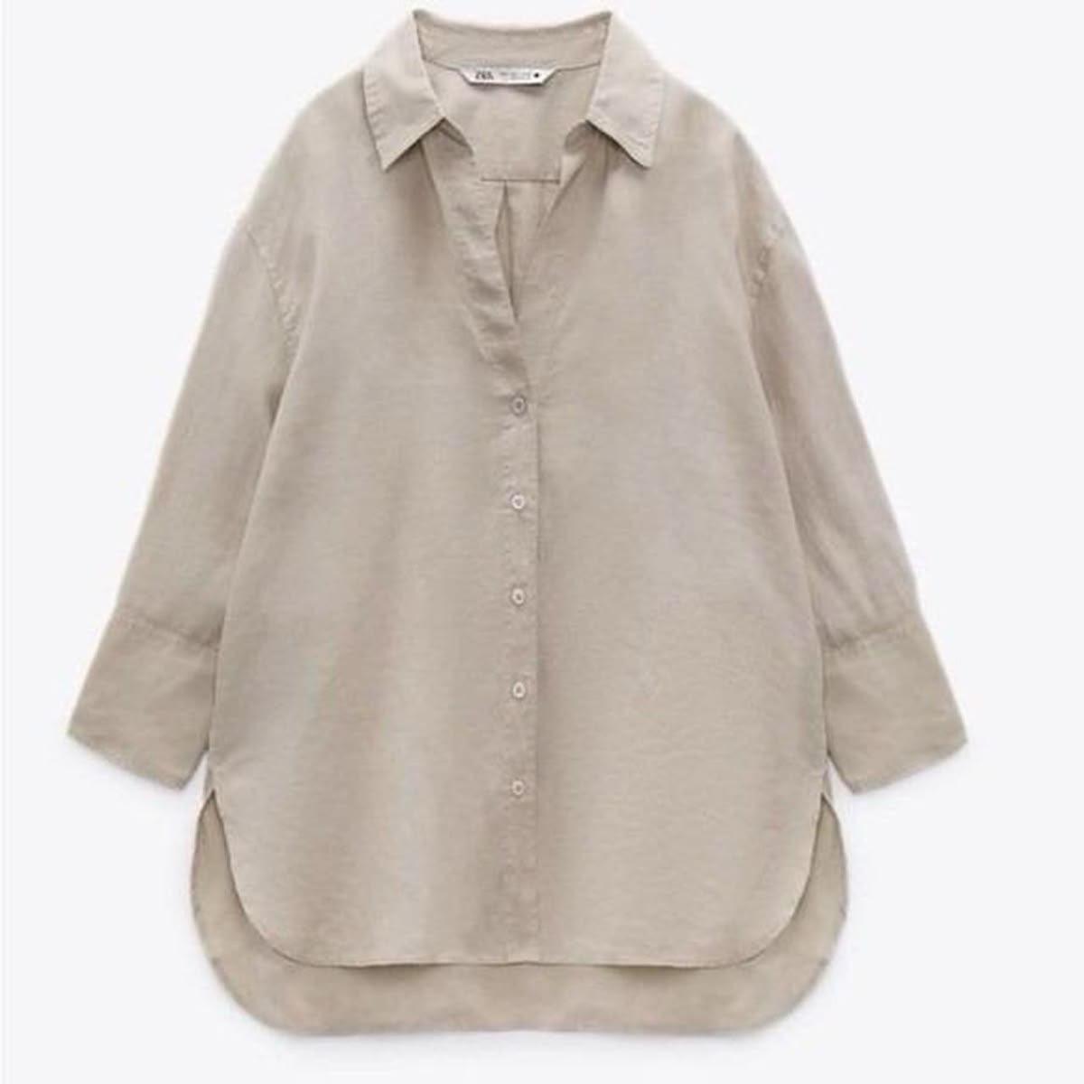 Stone Grey Linen Oversized Shirt