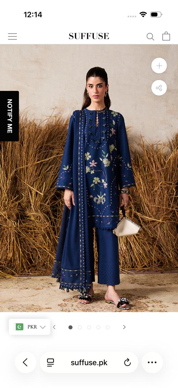 Suffuse Midnight Blue Embroidered Suit