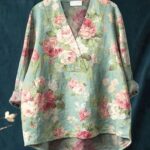 Vintage Floral Sage Blouse gallery image thumbnail #1