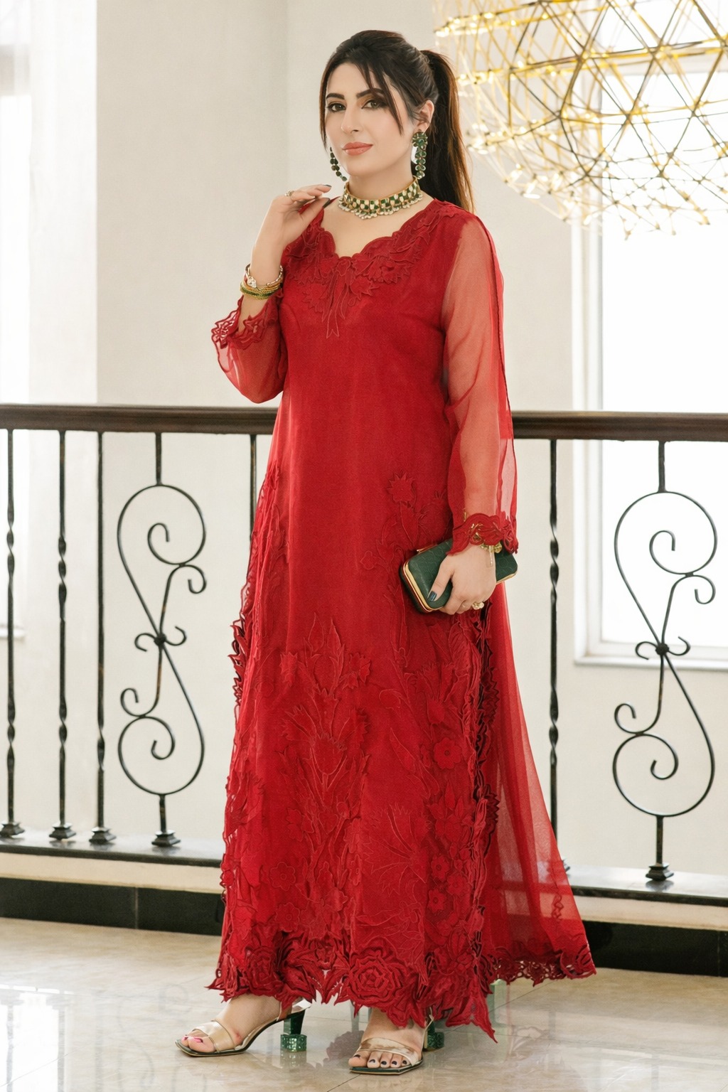 Zarqash Eid Farshi Double Shirt – Luxury Appliqué Outfit gallery image #1