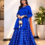 Eid Glam Sharara Suit – 3 PC Festive Wear (Blue) gallery image thumbnail #1