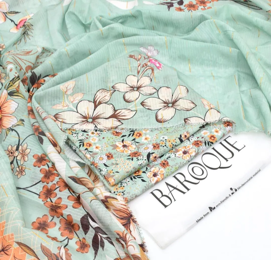 Lawn 3 Pcs Mint Green Embroidered Suit