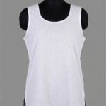 Ready to wear sleeveless white lawn camisole with round neck. gallery image thumbnail #1