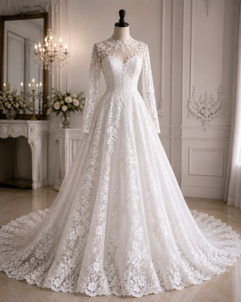 White wedding gown